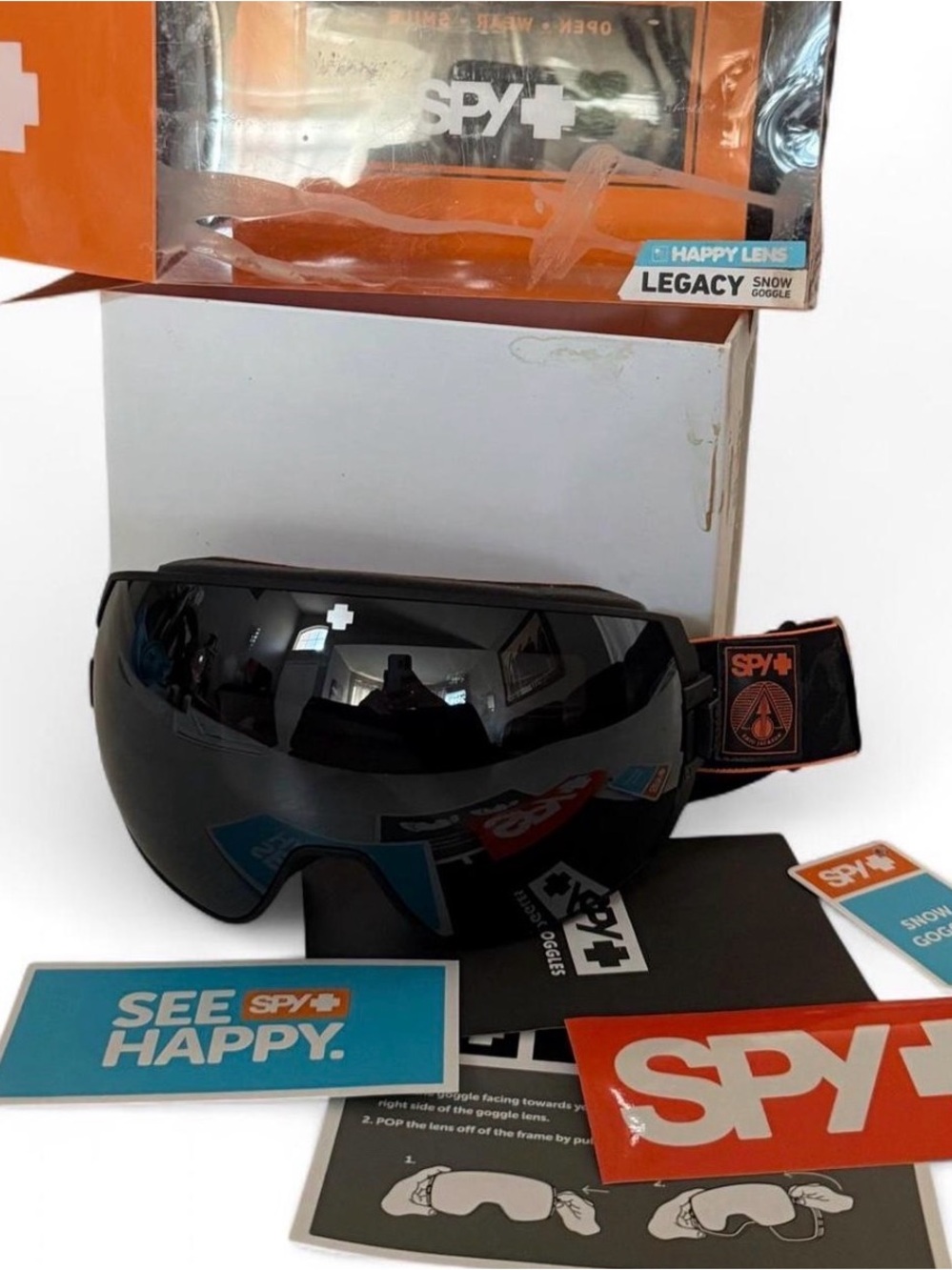 SPY Legacy Snow Goggles - Black with Orange Accents